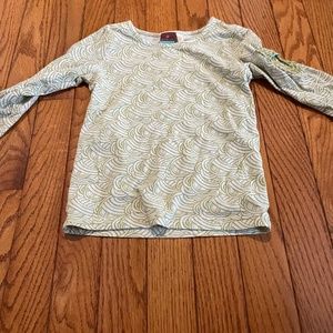 Green and white spiral, Matilda, Jane long sleeve T-shirt, size 2